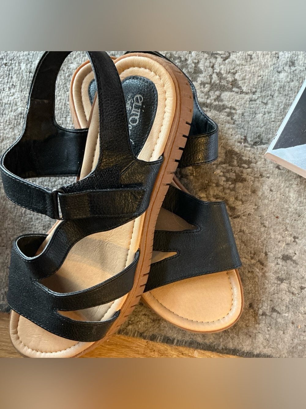 Black Strappy Comfort Sandals - Casual Everyday